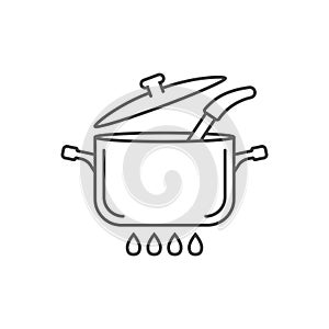 ÃÂ¡ooking pot icon in flat style. Saucepan vector illustration on isolated background. Pan sign business concept photo