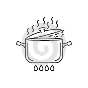 ÃÂ¡ooking pot icon in flat style. Saucepan vector illustration on isolated background. Pan sign business concept photo