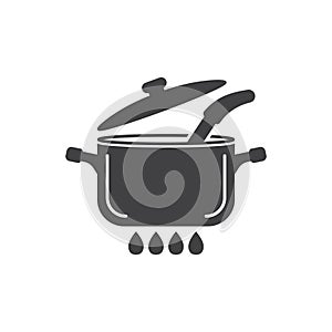 ÃÂ¡ooking pot icon in flat style. Saucepan vector illustration on isolated background. Pan sign business concept photo