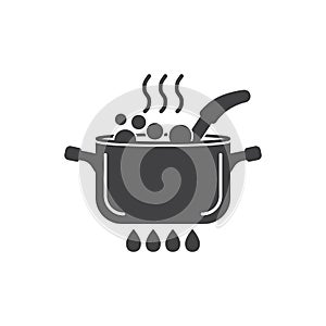 ÃÂ¡ooking pot icon in flat style. Saucepan vector illustration on isolated background. Pan sign business concept photo