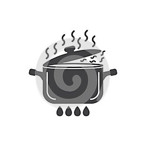 ÃÂ¡ooking pot icon in flat style. Saucepan vector illustration on isolated background. Pan sign business concept photo