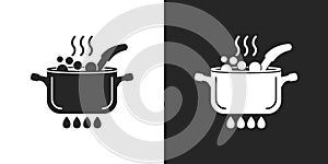 ÃÂ¡ooking pot icon in flat style. Saucepan vector illustration on isolated background. Pan sign business concept photo