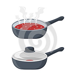 ÃÂ¡ooking pot icon in flat style. Saucepan vector illustration on isolated background. Pan sign business concept photo