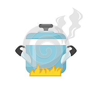 ÃÂ¡ooking pot icon in flat style. Saucepan vector illustration on isolated background. Pan sign business concept photo