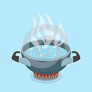ÃÂ¡ooking pot icon in flat style. Saucepan vector illustration on isolated background. Pan sign business concept photo