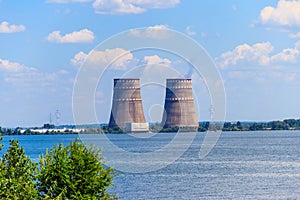 ÃÂ¡ooling towers of Zaporizhia Nuclear Power Station in Enerhodar, Ukraine