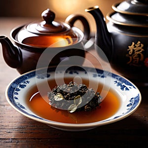 Oolong tea, Black chinese tea, with dried leaves for brewing