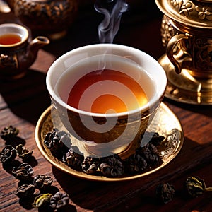 Oolong tea, Black chinese tea, with dried leaves for brewing