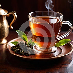 Oolong tea, Black chinese tea, with dried leaves for brewing