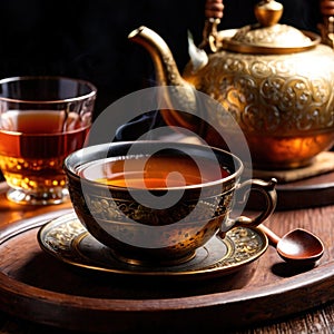 Oolong tea, Black chinese tea, with dried leaves for brewing