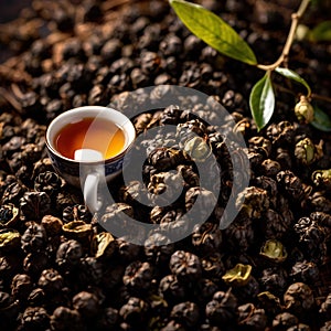 Oolong tea, Black chinese tea, with dried leaves for brewing