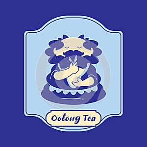 Oolong tea label with Bodhidharma