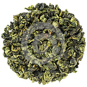Ooloong tea Te Guanin in round shape isolated photo