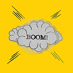 OOM! wording sound effect set design for comic background, comic strip. Cloud with ray and BOOM! wording sound effect .