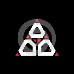 OOO triangle letter logo design with triangle shape. OOO triangle logo design monogram. OOO triangle vector logo template with red