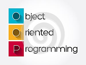 OOP - Object Oriented Programming acronym, technology concept