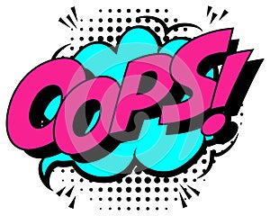 OOPS Comic Text Art on dot background