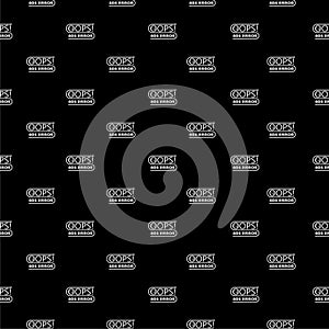 Oops 404 error icon isolated seamless pattern on black background.