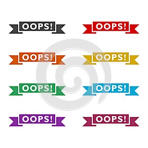 Oops sign color set isolated on white background