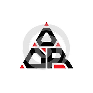 OOR triangle letter logo design with triangle shape. OOR triangle logo design monogram. OOR triangle vector logo template with red