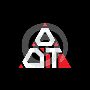 OOR triangle letter logo design with triangle shape. OOR triangle logo design monogram. OOR triangle vector logo template with red