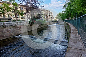 Oos river or stream flowing through the urban area of Baden-Baden