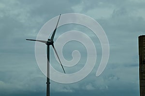 Oosterscheldekering, the netherlands, August 2019. In the Zeeland countryside, wind farms: a particular landscape characterized by