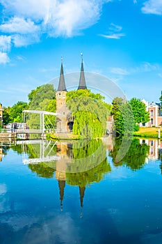 Oostpoort gate leading to the Dutch city Delft, Netherlands