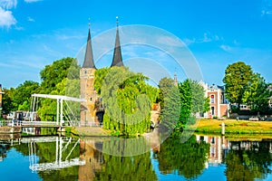 Oostpoort gate leading to the Dutch city Delft, Netherlands