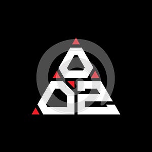 OOZ triangle letter logo design with triangle shape. OOZ triangle logo design monogram. OOZ triangle vector logo template with red