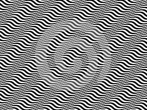 Op Art Black and White Horizontal Sine Waves