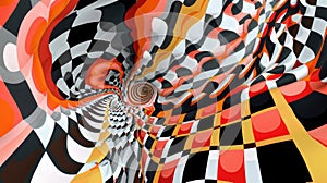 OP Art bursts with bold colors, captivating with optical illusion, Ai Generated
