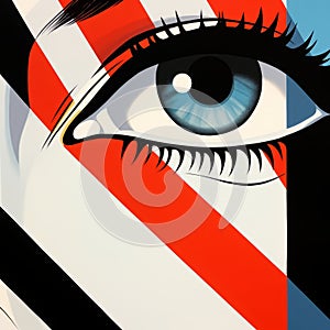 Op Art Closeup: Acrylic Painting With High Contrast By Patrick Nagel photo