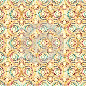 Op art concentric circles seamless pattern. Vector retro style illustration for wrapping, fabric, textile, wallpaper design