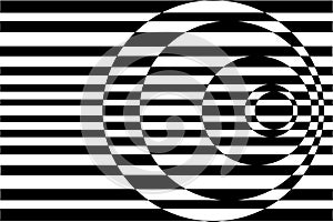 Op Art Contrasting Concentric Circles Black/White