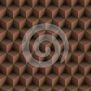 Op Art Cubes Pattern Brown Seamless