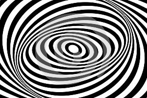 Op art design. Swirl movement illusion. Oval lines pattern and texture