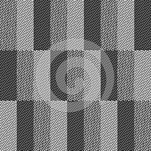 Op Art Design, Zig Zag Checkered Vector Seamless Pattern