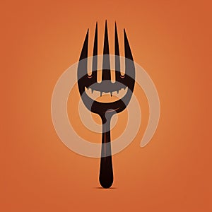 Op Art Minimalist Illustration: Happy Evil Angry Dark Fork Mask