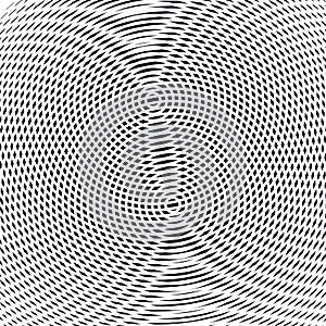 Op art, moire pattern. Relaxing hypnotic background with geometric black lines.