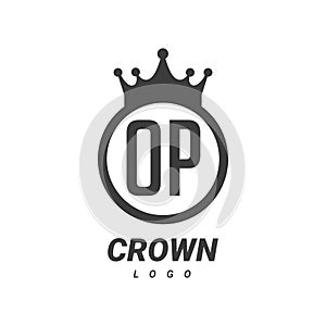 OP Letter Logo Design with Circular Crown