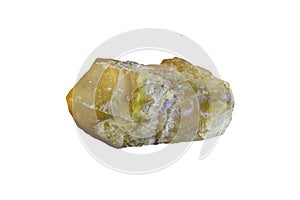 Raw of yellow opal gemstone isolated on white background.