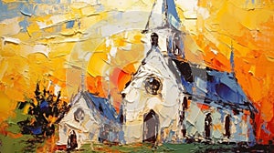 Opalescence Church In Abstract Form: A Brent Heighton Inspired Painting photo