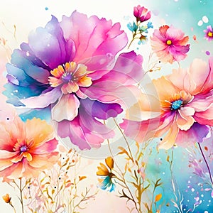 Opalescent cosmos flowers wallpaper design