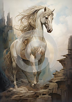 Opalescent Pegasus: A Resplendent Portrait of a Majestic White H