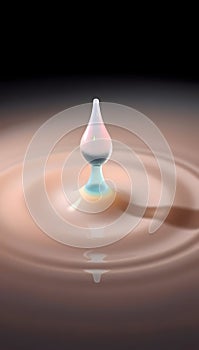 Opaline droplet bursts into a soft, milky elixir.