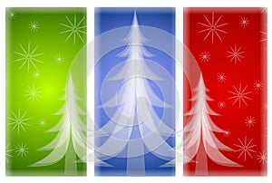 Opaque Christmas Trees on Red Green Blue photo