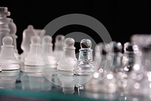 Opaque and clear chess set.