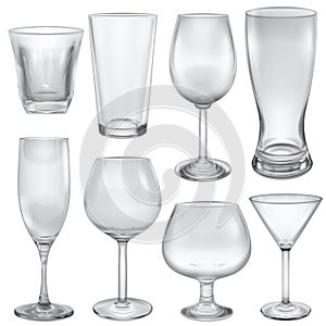 Opaque empty glasses and stemware