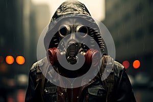 Opaque Man gas mask. Generate Ai